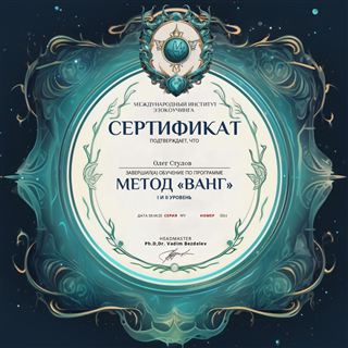 Сертификат мастера метода ВАНГ